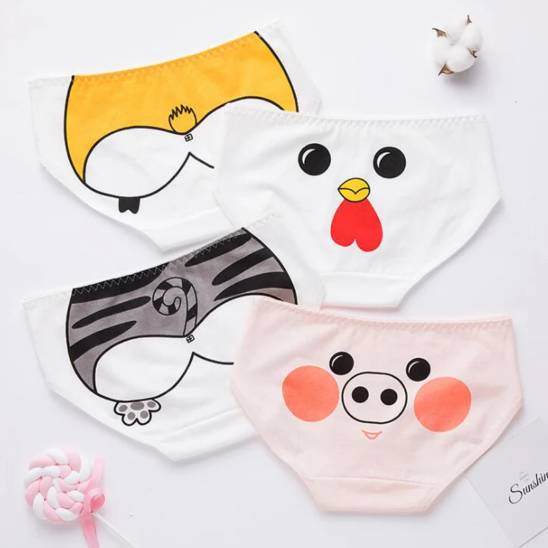 4 шт. трусики для подростков трусы с мультяшным рисунком девочек удобные