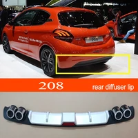 208 abs plastic silver black car rear bumper rear diffuser spoiler lip for peugeot 208 hatchback
