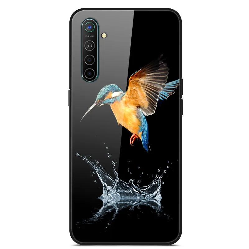 Чехол для Oppo Realme X2, чехол из закаленного твердого стекла для Oppo Realme XT X2 Pro, чехол, мягкий силиконовый бампер с принтом - Цвет: Зеленый