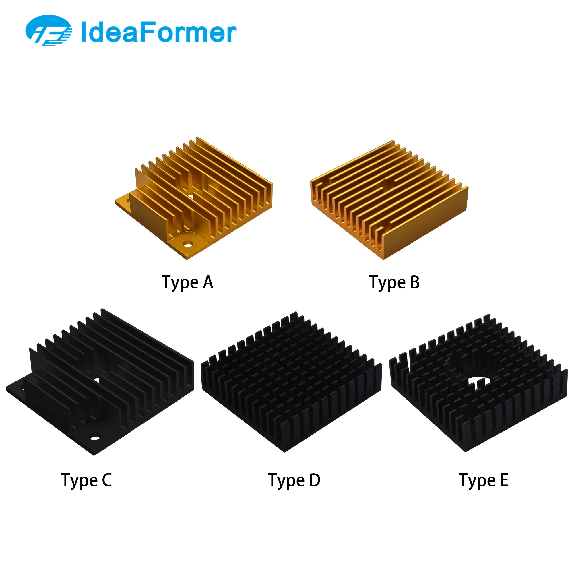 3D Printer Parts Motor Heatsink Black Gold Radiator 40 x 10mm for 42 stepper motor MK7/MK8 Extruder Aluminum Heat Sink | Компьютеры и