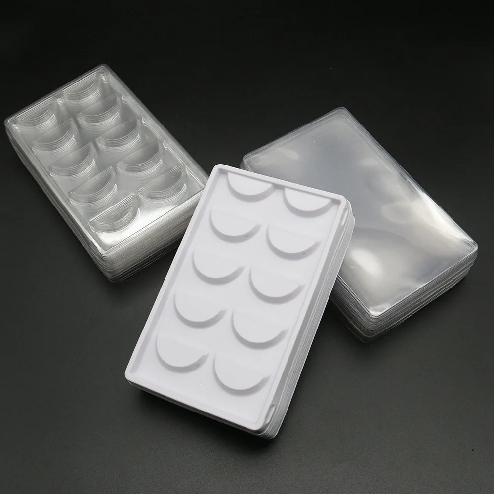 

10PCS Wholesale Transparent Lashes Trays 25MM Mink Lashes Plastic Rectangle Eyelash Packing Box Bulk Vendors Holder Eyelash