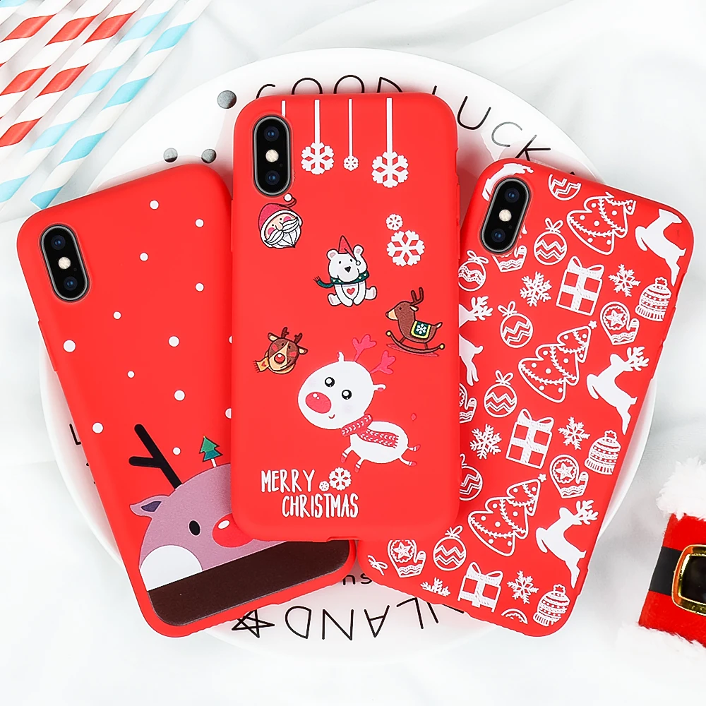 Christmas Cartoon TPU Phone Case For iPhone X XR XS Max Lovely Santa Claus Elk Cover 11 Pro 10 Fundas |