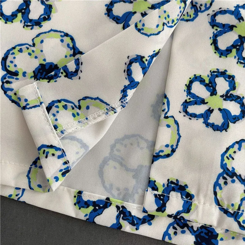 

EBAIHUI Summer Blouse for Women Ladies Girl Button Up Shirt Japanese Short Sleeve Flower Print Clothing Harajuku Clothes Top