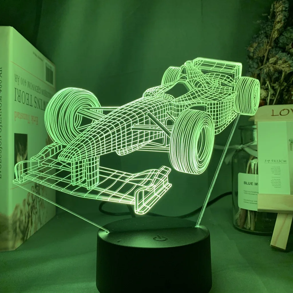 F1 формула 1 гоночный автомобиль 3d иллюзия светодиодный ночной Светильник для детской спальни декоративный ночной Светильник уникальный подарок для детской комнаты настольная лампа