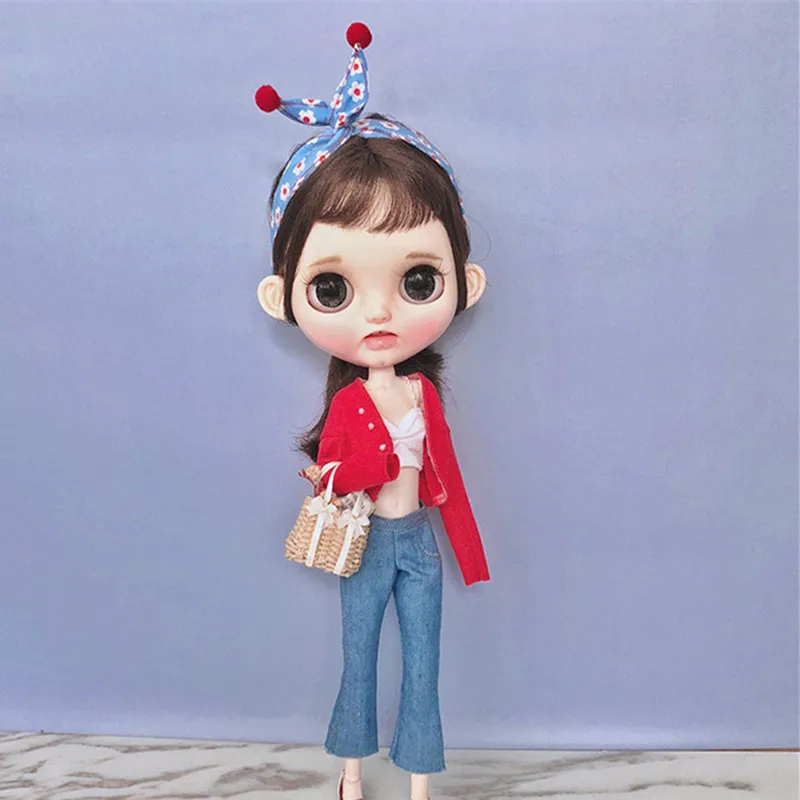 Джинсовая юбка Blyth BJD Azone кардиган 1/6 Одежда для кукол (подходит Ob24 ICY jerfish
