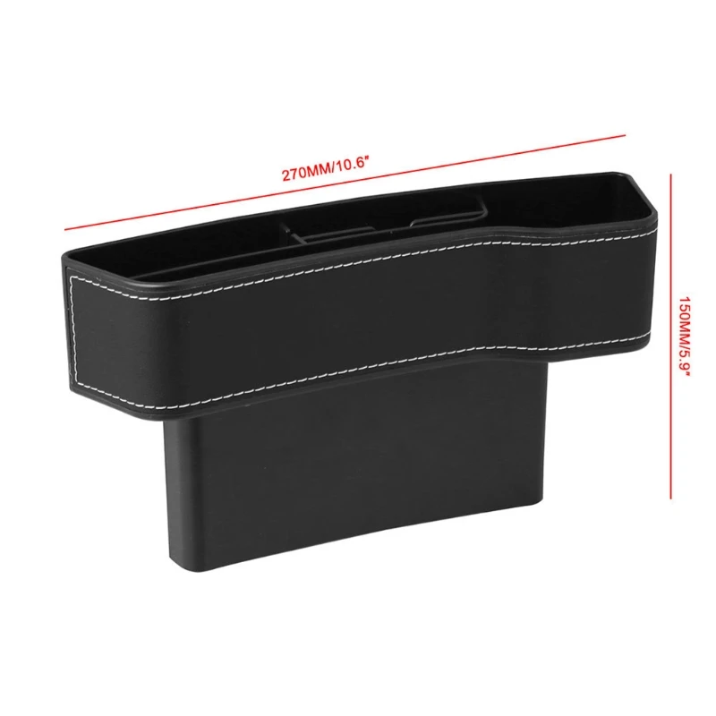 

G99F 2pcs Black Car Seat Gaps Organizer Multi-functional Seat Gaps Filler Console Side Pocket with Small Cup Holder
