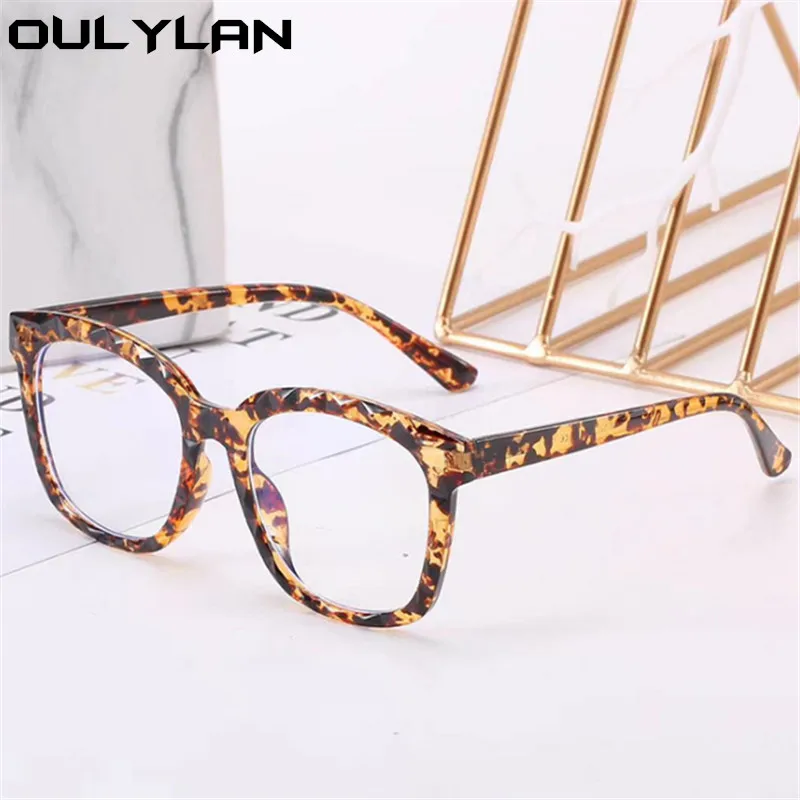 

Oulylan Square Glasses Frame Women Fashion Anti Blue Light Spectacle Frames Men Classic Computer Eyewear Vintage Fake Glasses