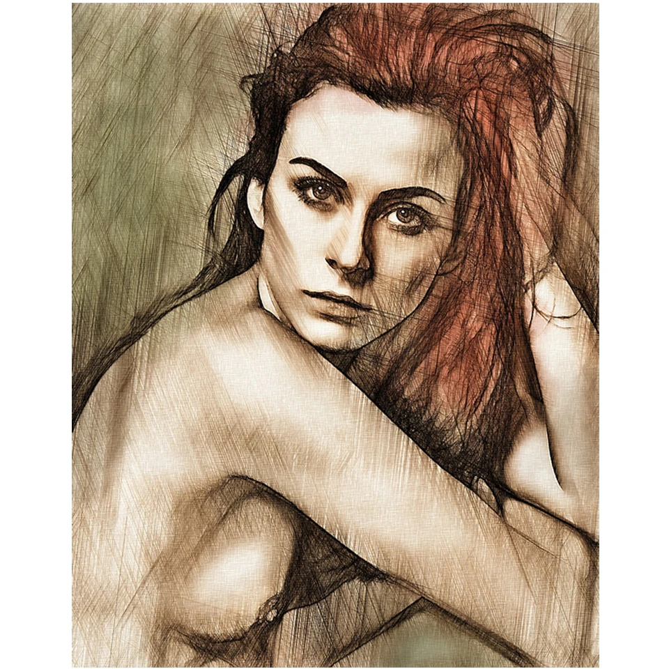 Девушка модель полный 5D алмазная вышивка крестиком Обнаженная картина фото