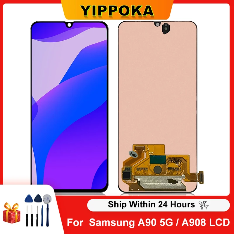 6,7 "Original para Samsung Galaxy A90 5G LCD SM-A908B SM-A908N pantalla digitalizador Asamblea partes de reemplazo para Samsung A908 LCD-0