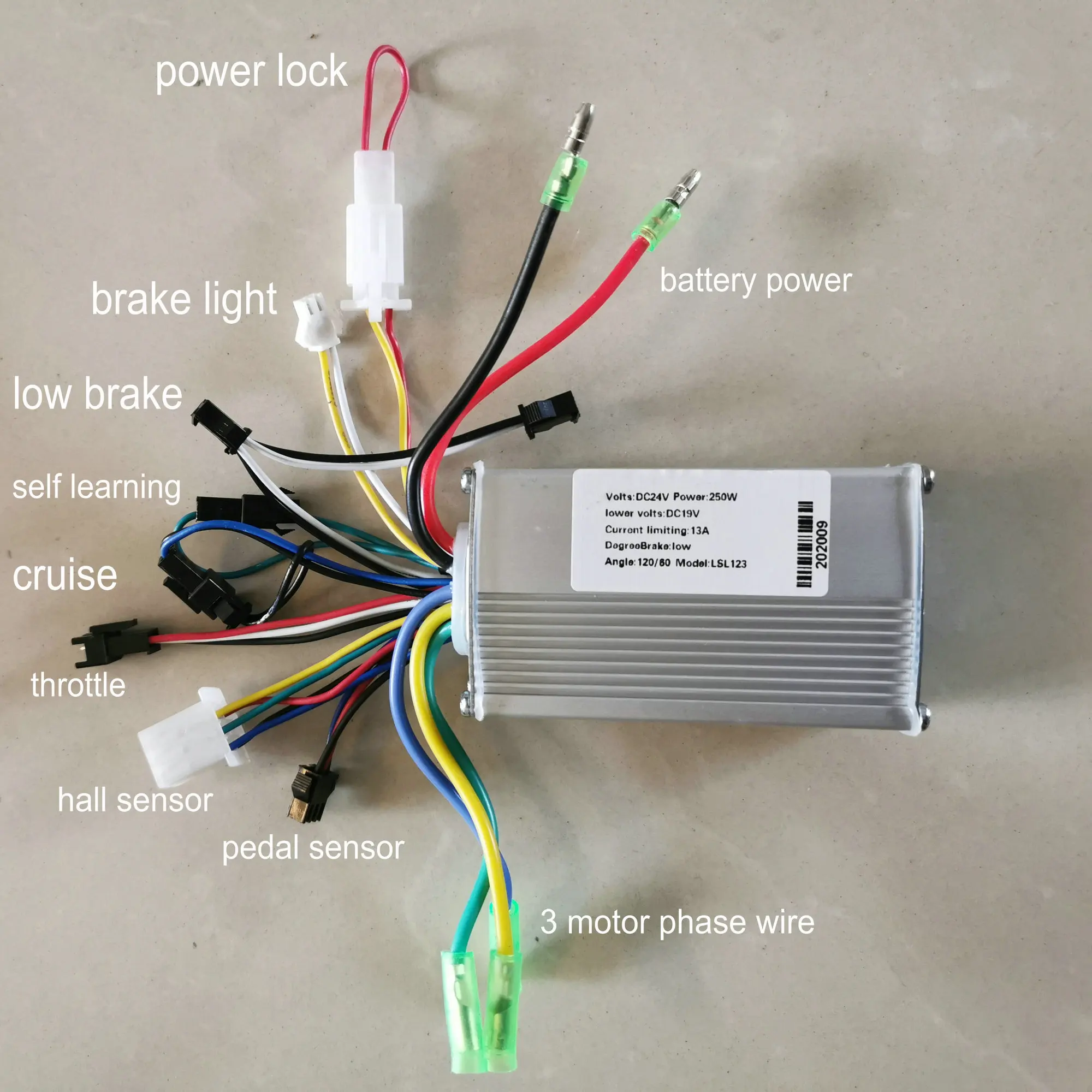 

6Mosfet BLDC Controller Sensorless 24v36v48v60v 250w350w Hall LInear EBS Brake/Cruise for Electric Bike Scooter MTB ATV Tricycle