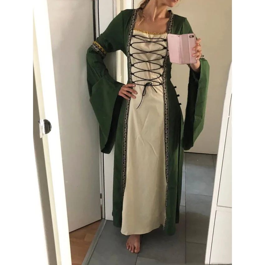 Женское винтажное платье с вышивкой длинное в средневековом стиле роскошный