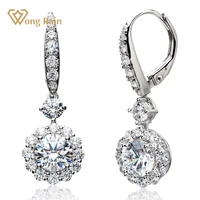 wong rain 100 925 sterling silver created moissanite diamonds gemstone wedding enagement flower dangle earrings fine jewelry