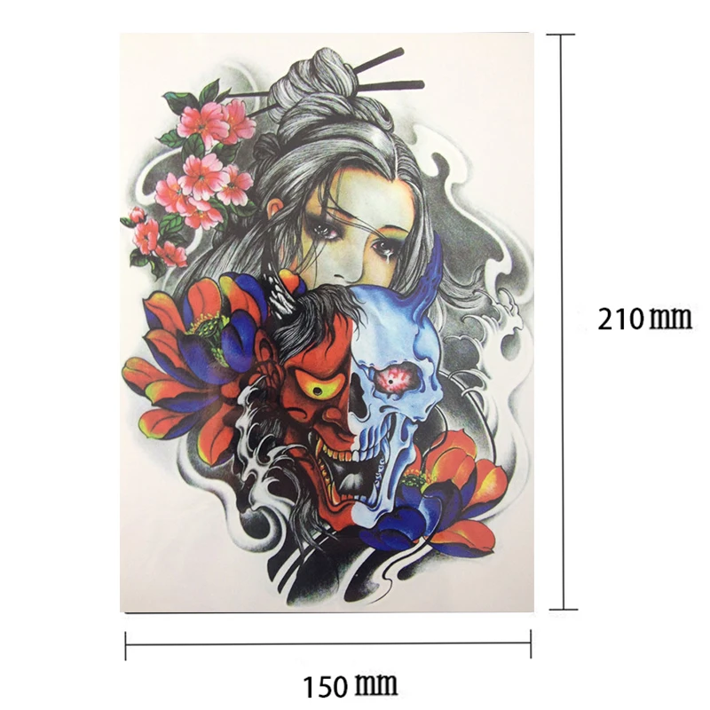 Горячая Распродажа 21X15 см дьявол девушка под маской временные татуировки
