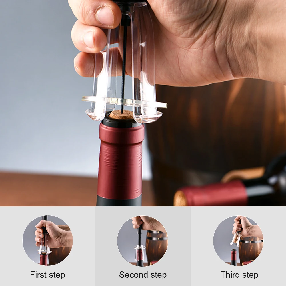 

Quick Press Effortless Bottle Opening Air Pump Professional Manual Wine Opener Party Home Bar Kitchen Non Electric Cork Remover