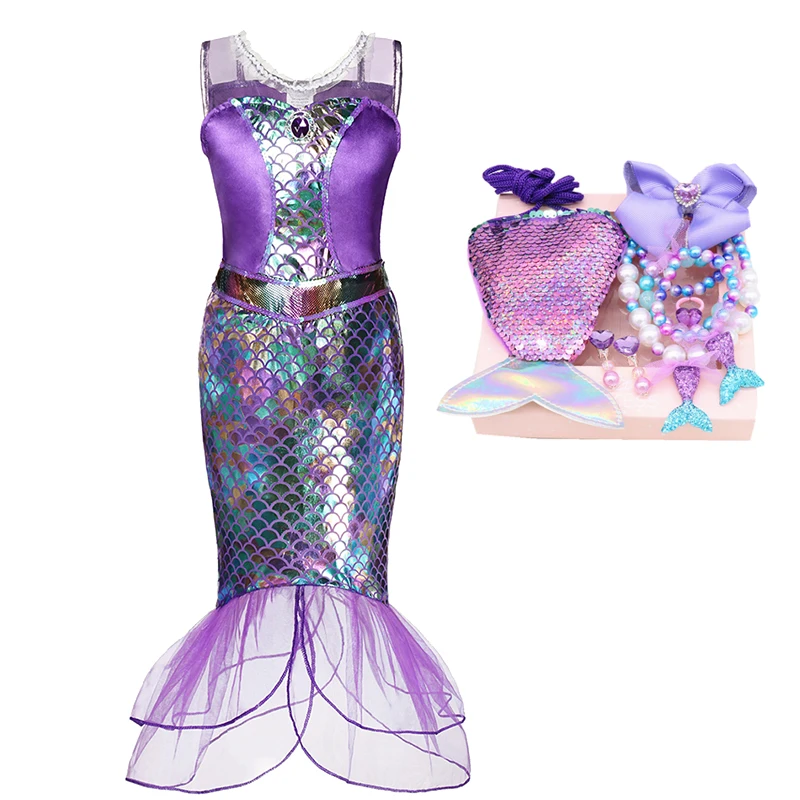

Детское платье-Русалка для девочек, нарядная одежда принцессы, детские костюмы для косплея, костюм на Хэллоуин и вечеринку, 2021