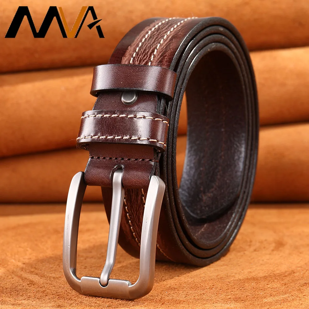 MVA Mens Belts Casual Stylish Leather Belt Men Belt For Men Cow Genuine Heavy Duty Work Man Belts cinturones de hombre   PD-3126