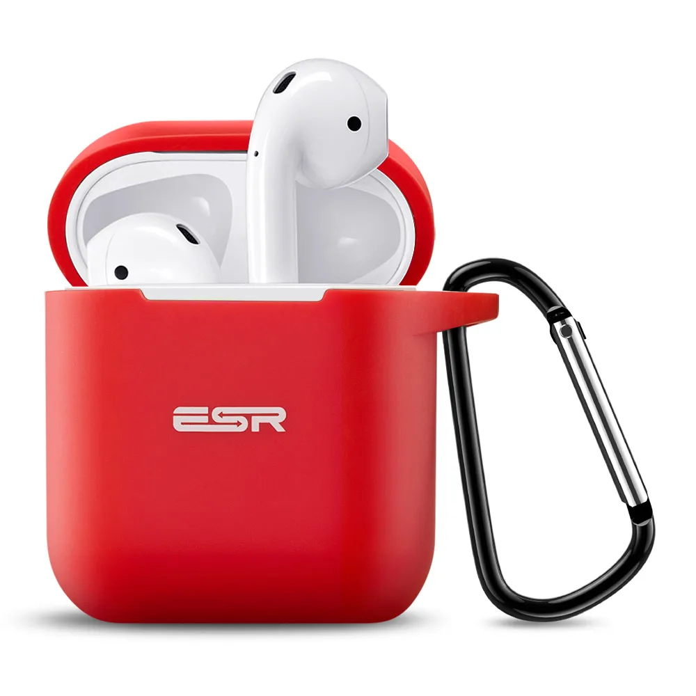 ESR AirPods 2 Чехол с брелком противоударный защитный чехол силиконовый AirPods 1 чехол для зарядки беспроводной Bluetooth чехол для наушников - Цвет: Red