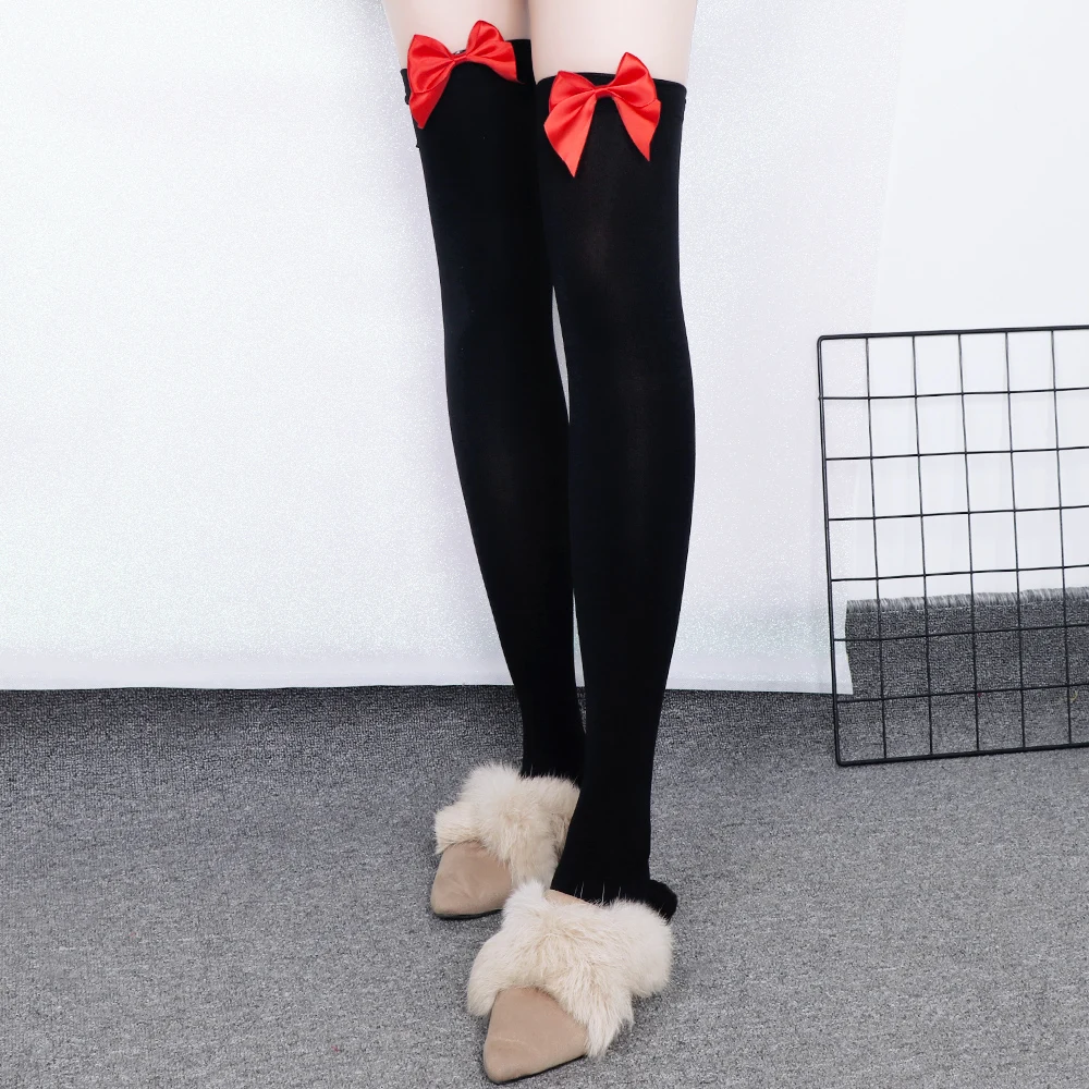 New Arrival Fashion Sexy Women Girl Nylon Stretchy Over The Knee High Socks Stockings Tights With Bows Thigh high quality | Женская