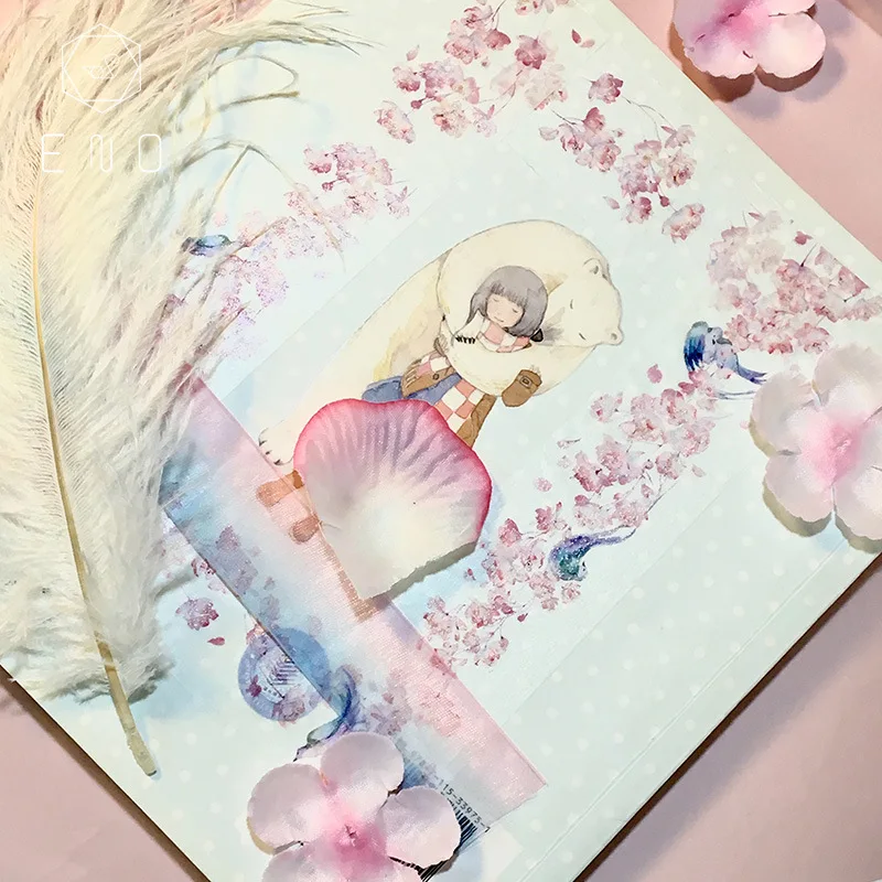 

1 pcs Washi Tapes Cherry blossoms Masking Tapes Decorative Adhesive tape DIY Paper Scrapbooking Stickers Size 3.5cm*5m