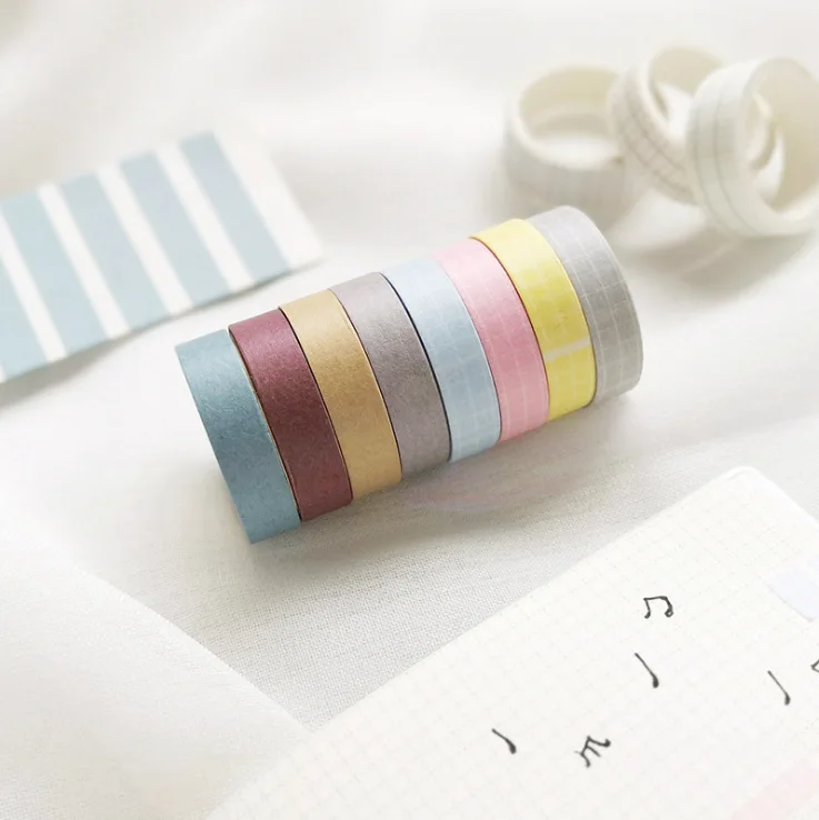 

10/13mm Paper Basic Solid Color Decorative Grid Foil Washi Tape Stickers Scrapbooking Cute Stationary Japanese Planner Accessori