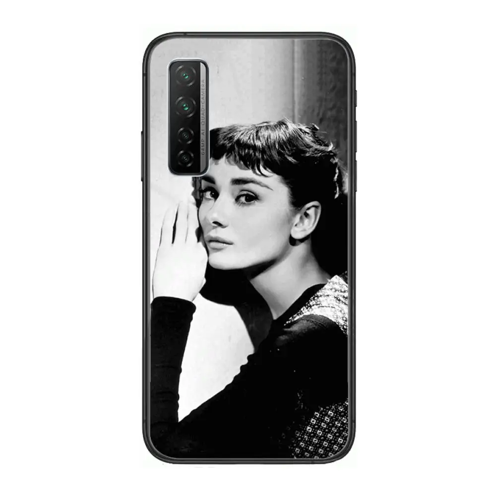 

Famous Elegant Audrey Hepburn Phone Case For Huawei mate 40 30 10 20 40 8 9 Lite Z Pro Black Etui 3D Coque Painting Hoesjes 5g