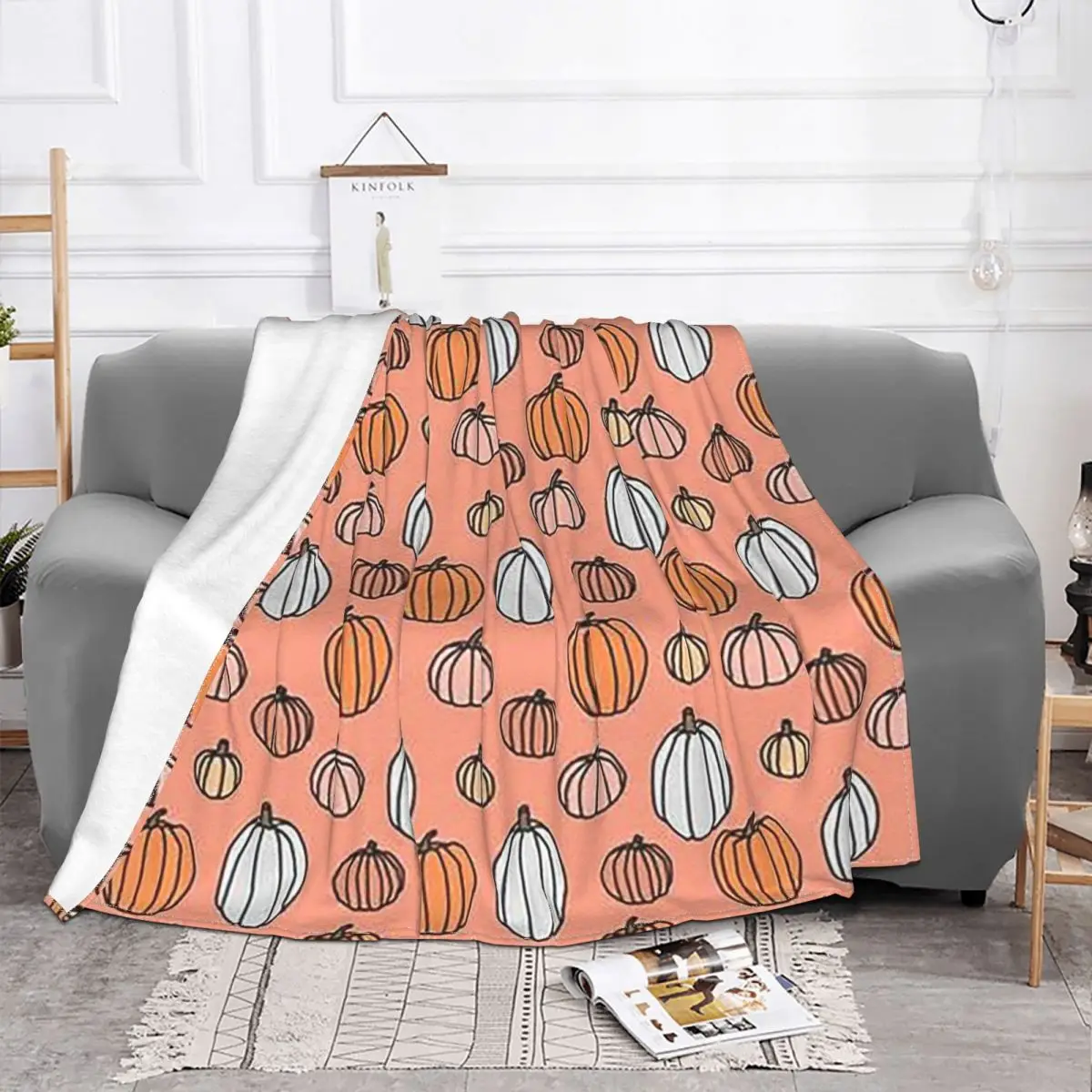 Happy Halloween Christmas Gifts Blanket Flannel Print Pumpkin Multi-function Lightweight Throw for Home Travel Rug Piece | Дом и сад