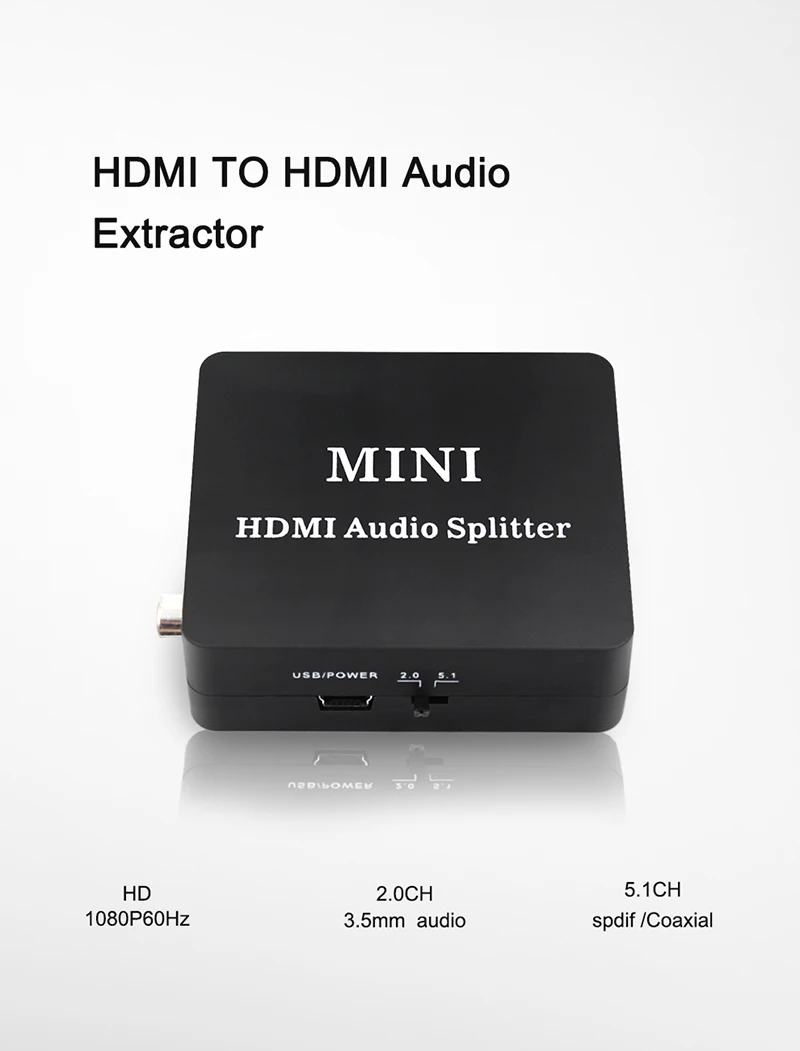 HDMI audio extractor HDMI to HDMI and Optical TOSLINK SPDIF + 3.5mm Stereo Audio Extractor Converter HDMI Splitter Adapter