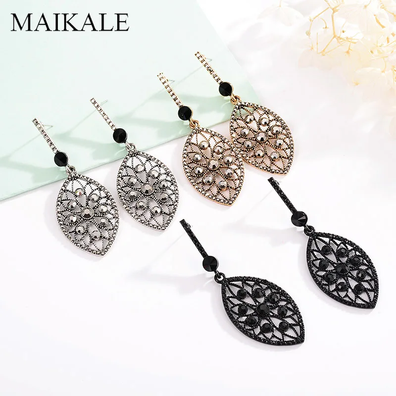 Женские винтажные серьги подвески MAIKALE большие из сплава с отверстиями черные
