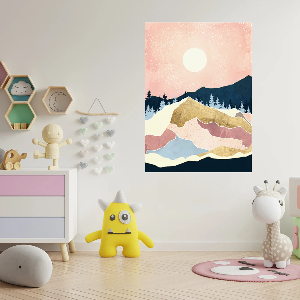 

Abstract Landscape Canvas Print Pink Artwork for Nursery Room Wall Decor Modern Home Decorations Dropship