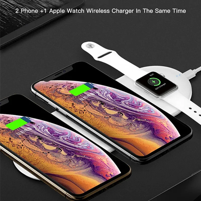 Chargeur sans fil для iPhone Galaxy s10 note10 plus a50 Беспроводное зарядное устройство 3 в 1 для Apple watch Airpods 2 3 pro Беспроводное зарядное устройство