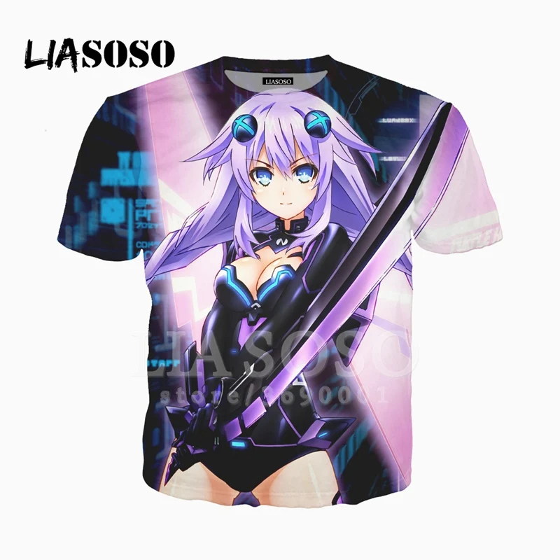 LIASOSO 3D ткани с принтом Унисекс Супер классные Нептун Hyperdimension Neptunia Noire футболка
