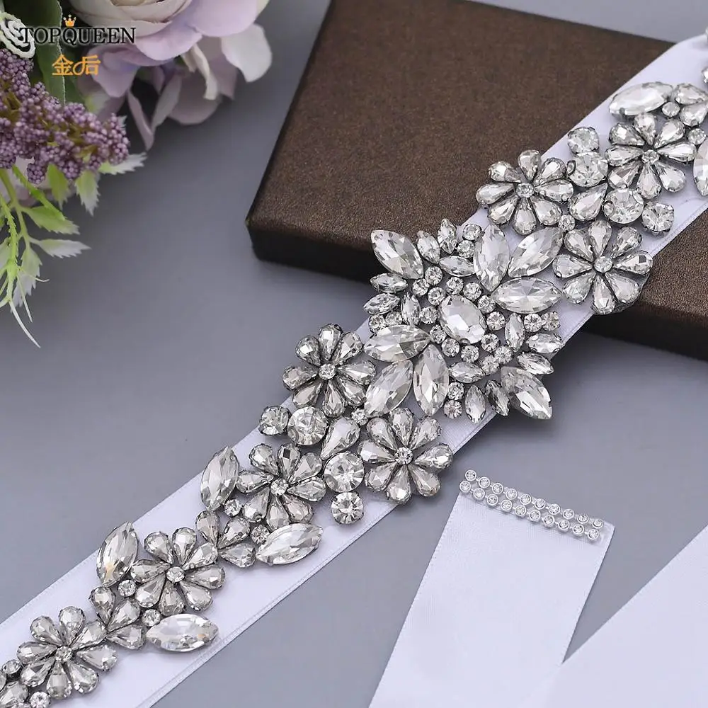 Lavender Dress Sash for Women - Rhinestone Bridal Belt for Wedding Dress & Formal Gowns - TOPQUEEN S325 Party Jewel Belt image 4