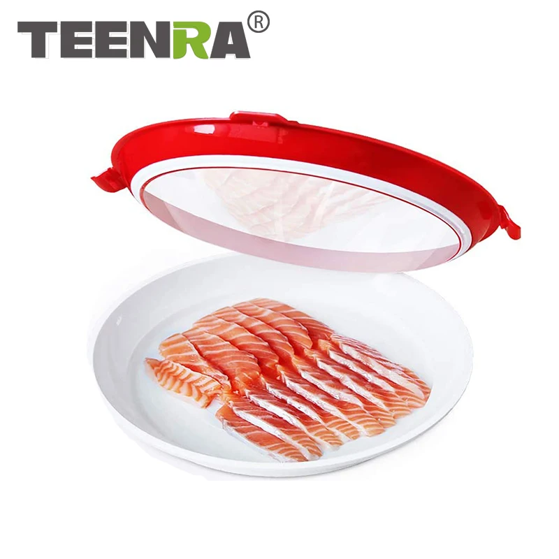 TEENRA 2Pcs Round Food Preservation Tray Kitchen Fresh Keeping Storage Container Creative Stackable | Дом и сад