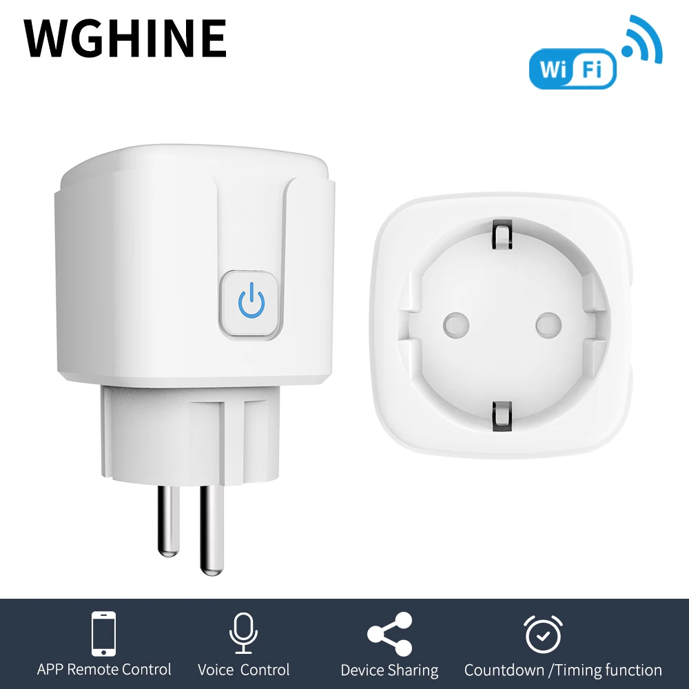

WGHINE EU Plug WiFi Socket Outlet 16A Power Monitor Timing Function Tuya Smart Life APP Control Works With Alexa Google Home