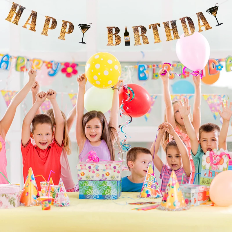 

18/21/30/40/50/60 Happy Birthday Banner Paper Bunting Letter Flags For Adult Kids Birthday Party Decoration Baby Shower Supplies