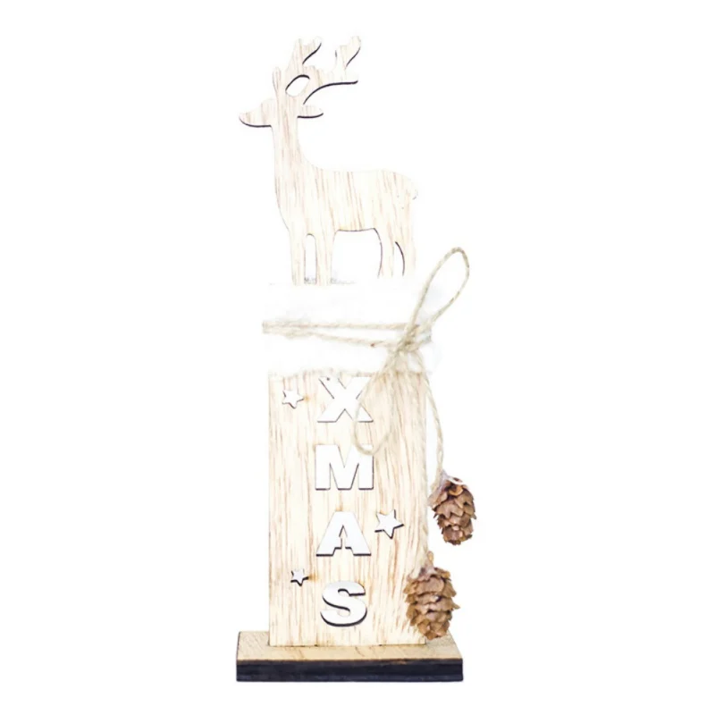 Creative pine cone wooden hollow Christmas letter decorative card Wooden Desktop Tree Angel Elk Shape dropship | Дом и сад