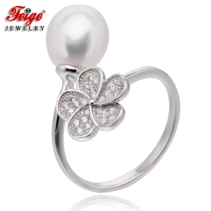 

Мода Цветок 925 пробы серебро белый обработанный фианит размера AAA пресноводные жемчужные кольца для Для женщин подарки 925 кольцо ювелирные и...