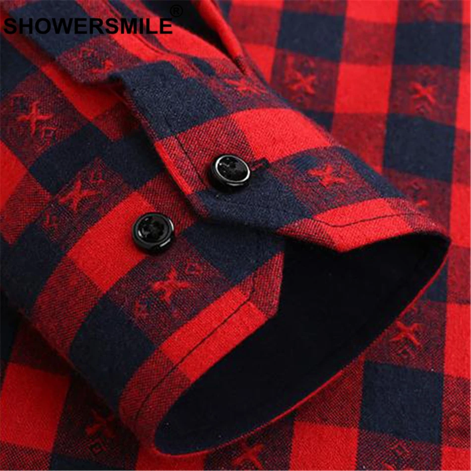 SHOWERSMILE, фиолетовая Мужская рубашка с длинным рукавом, клетчатая фланелевая рубашка, Мужская облегающая черная белая клетчатая рубашка, осенняя зимняя одежда