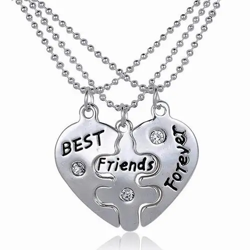 

3Pcs Women's Best Friends Forever Split Heart Friendship Necklace Set Jewelry