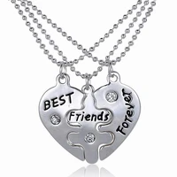 3pcs womens best friends forever split heart friendship necklace set jewelry
