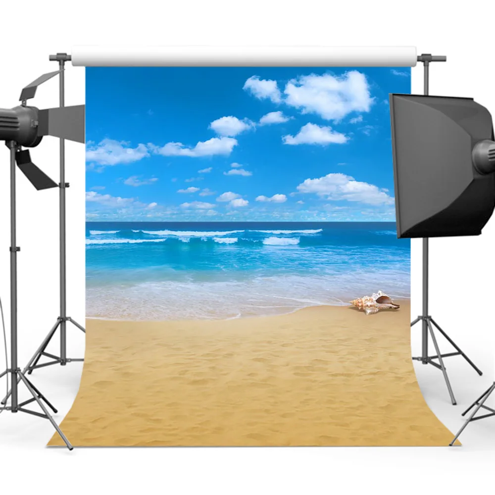 

Blue Sky Sea Photography Backdrop Summer Sandy Beach Holiday Background for Photo Studio S-581