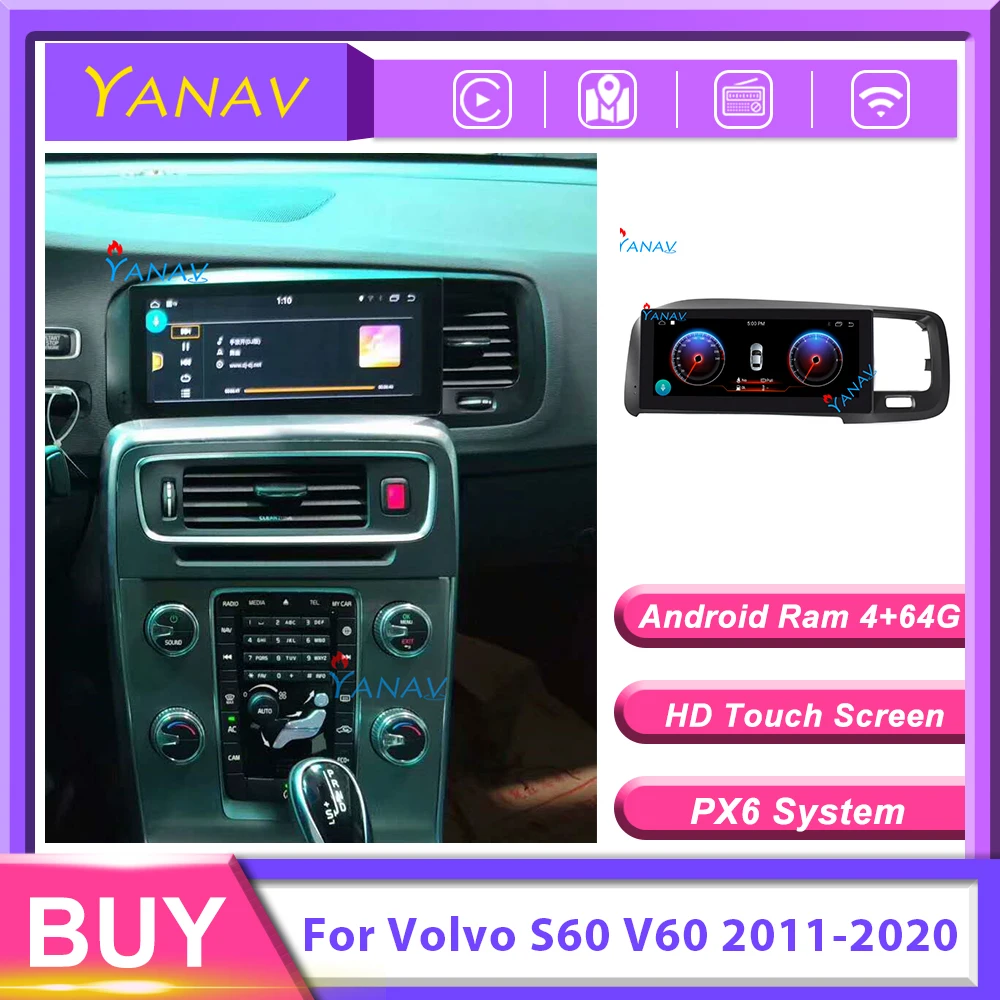 

Автомагнитола PX6 на Android с GPS-навигацией для Volvo S60 V60 2011-2020, автомобильная аудиосистема, мультимедийный плеер, стереоприемник с сенсорным экра...