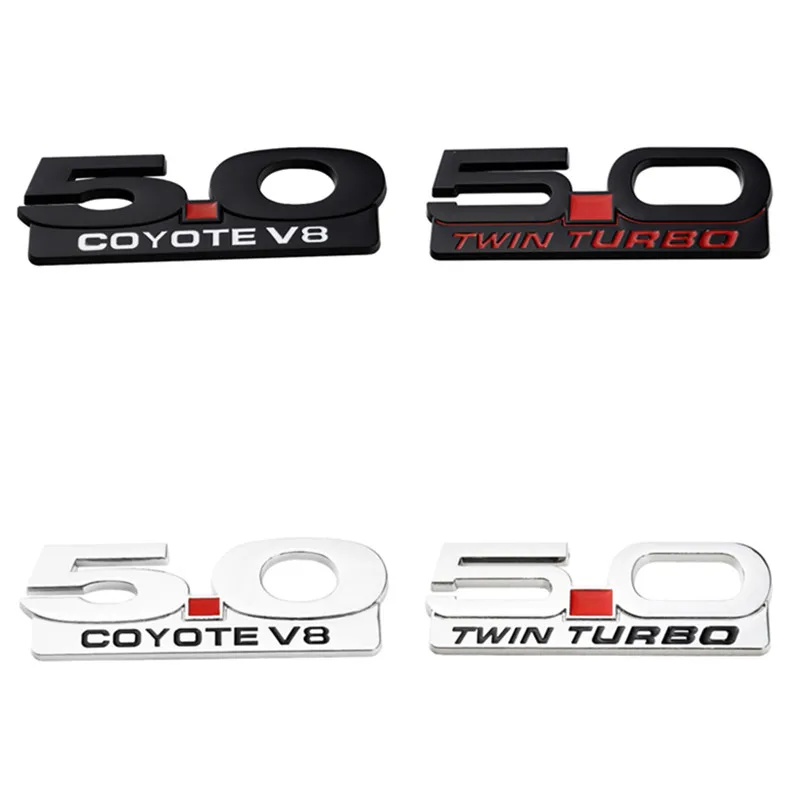 Car Sticker Rear Trunk Badge 3D Auto Decals Styling for 5.0 Coyote V8 TWIN Turbo Emblem For Ford Mustang v6 v8 gt500 350 Mondeo |