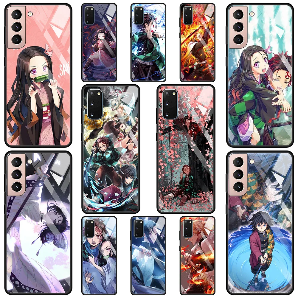 

Anime Demon Slayer Kimetsu No Yaiba Glass Cover For Samsung Galaxy S20 FE S21 FE S21 S20 Ultra S21 S20 S10 S9 Plus S10e Fundas