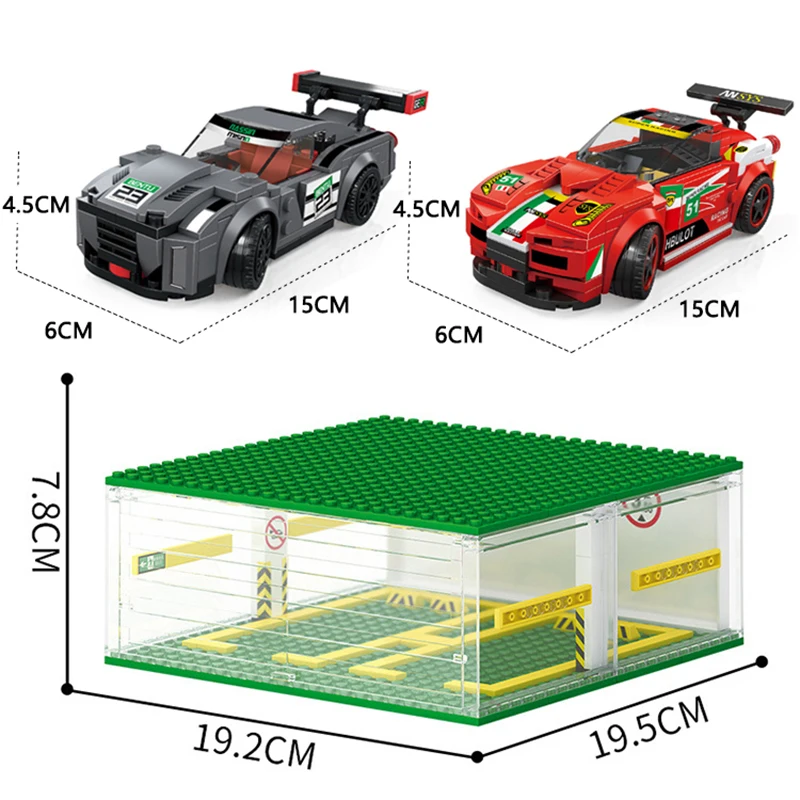 

City Speed Champions Racers Car Building Blocks Technical Three Layers Garage Famous Racing Sports Mini Bricks Sets Kits Model