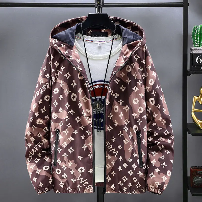 

Coat new men's ins spring and autumn winter thickened trend handsome teenagers loose large size printed jacket jacket