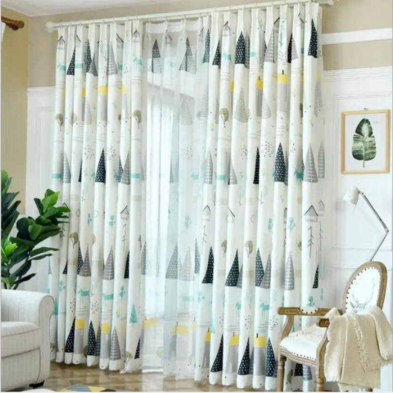 Шторы с цифровым принтом растений деревьев животных леса полузатененные жалюзи