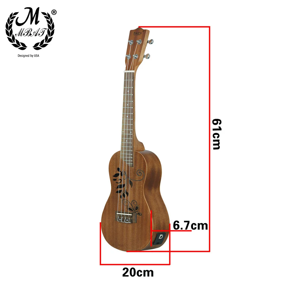 

M MBAT Ukulele 24 Inch Hawaiian Guitar Musical Instrument 4 Strings Sapele Concert Acoustic Ukulele Hollow Carved Shell Guitar