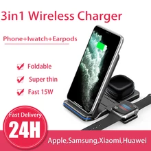 3in1 QI Foldable Wireless Charger Stand For Iphone 13 12 11 XS X Fast 15W Wireless Charging Dock Station For IWatch AirPods