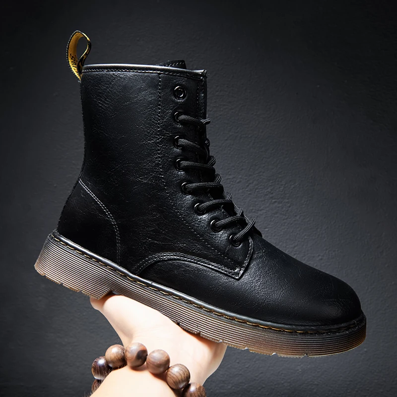 

Casual Men Boots Martens Waterproof Couple Boots Fashion Men Leather Shoes Botas Mujer Male Ankle Boots Motorcycle boots Hombre